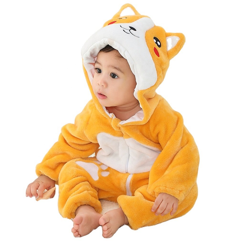 MICHLEY Hot Romper Dog Flannel One Piece Jumpsuits Baby Overalls for Boys Animal Full Sleeve Winter Girls Custom Made Unisex