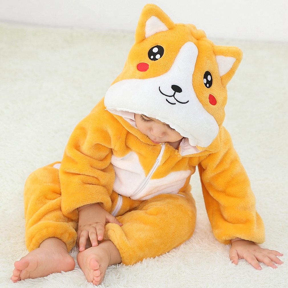 MICHLEY Hot Romper Dog Flannel One Piece Jumpsuits Baby Overalls for Boys Animal Full Sleeve Winter Girls Custom Made Unisex