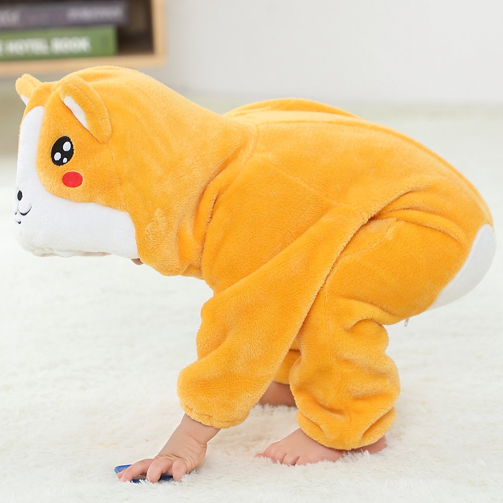 MICHLEY Hot Romper Dog Flannel One Piece Jumpsuits Baby Overalls for Boys Animal Full Sleeve Winter Girls Custom Made Unisex