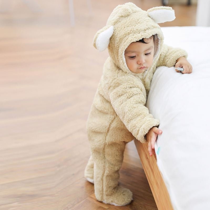 Wholesale Baby Rompers Winter Thicken New Born Baby Clothes Long Sleeve Button Toddler Jumpsuit Warm One Piece