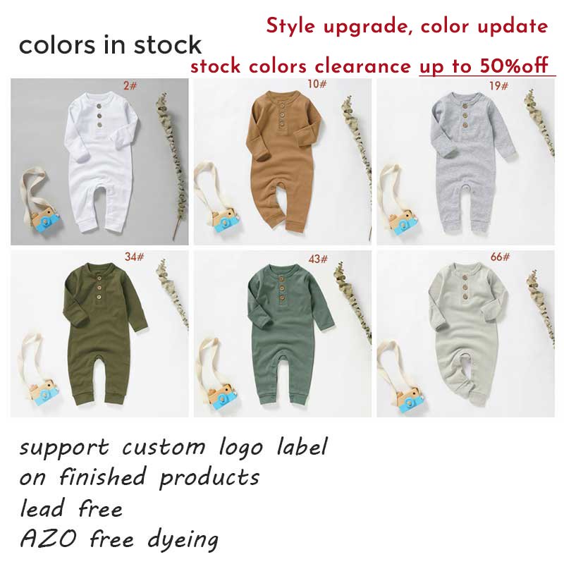 Customized logo from 20pcs Naturally Soft Organic Cotton Baby Jumpsuit 100% Organic Cotton Baby Rompers