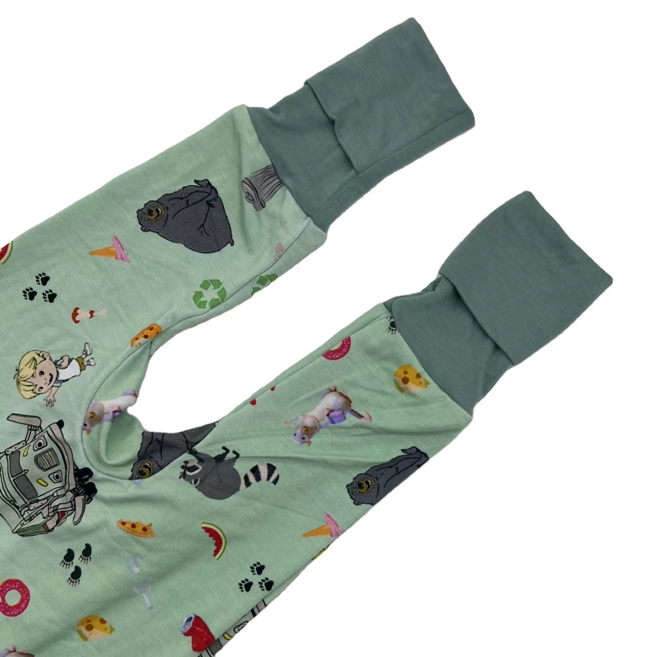 Custom Wholesale Bamboo Baby Romper Kids Clothing Baby Rompers with Convertible Zipper and Grips