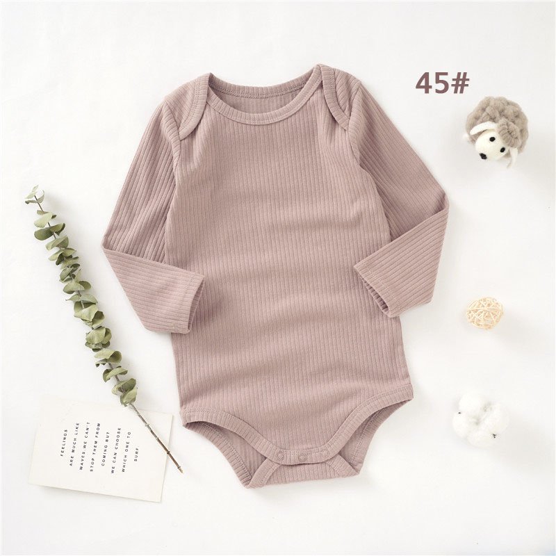 Wholesale Baby Pajamas Envelope Shoulder Rib Cotton Long Sleeve Baby Rompers Knitted Boys and Girls Onesie