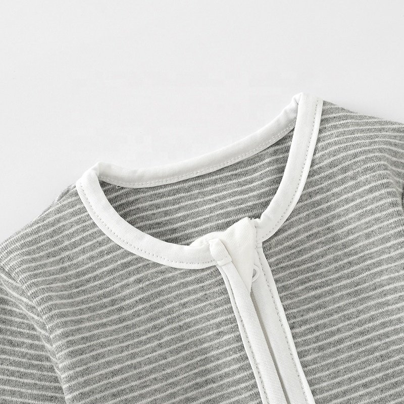 Soft Feeling GOTS certificated Strip Rib Baby Playsuit, Baby Sleepsuit, Baby Clothes