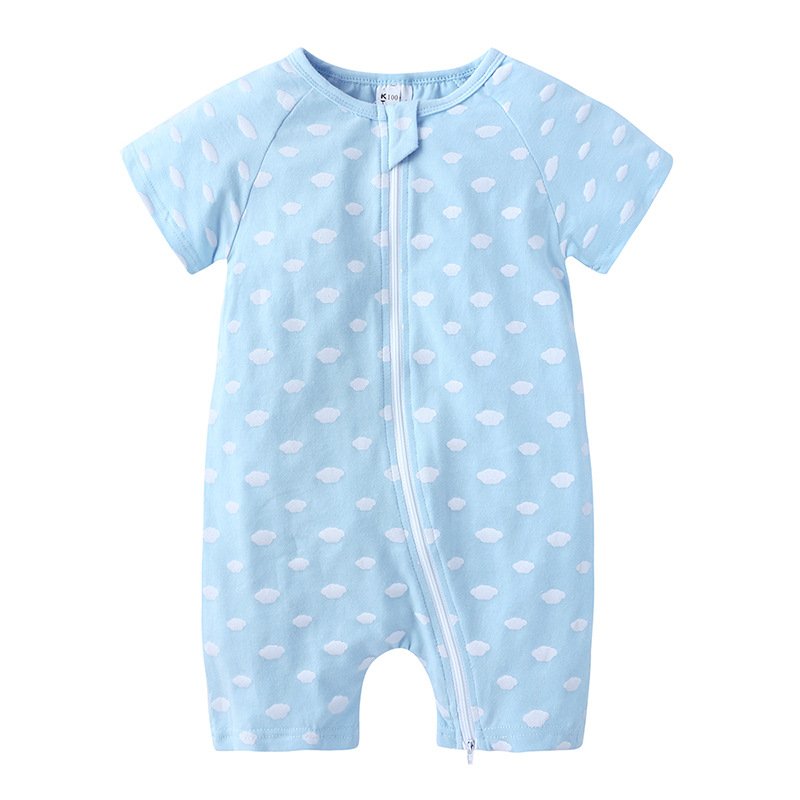 Newborn and infant baby summer short sleeves romper baby girls boys solid color cotton rompers