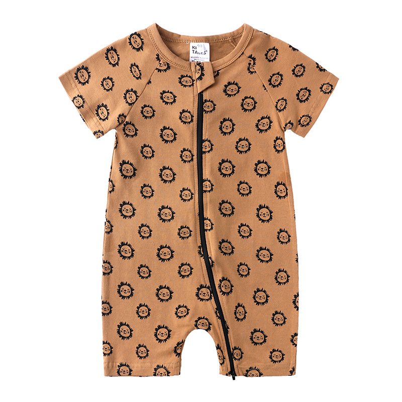 Newborn and infant baby summer short sleeves romper baby girls boys solid color cotton rompers