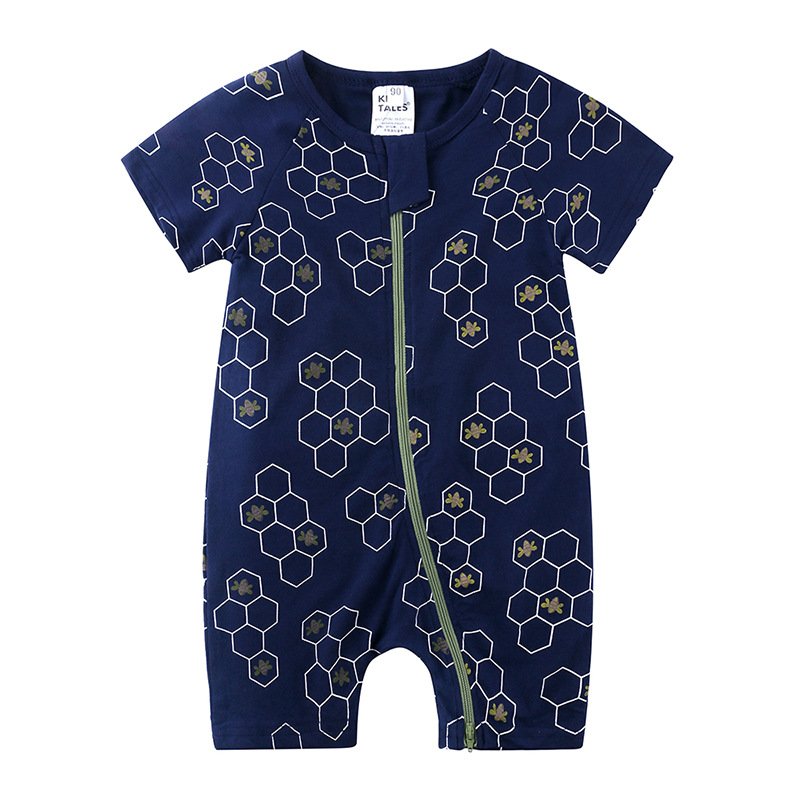 Newborn and infant baby summer short sleeves romper baby girls boys solid color cotton rompers