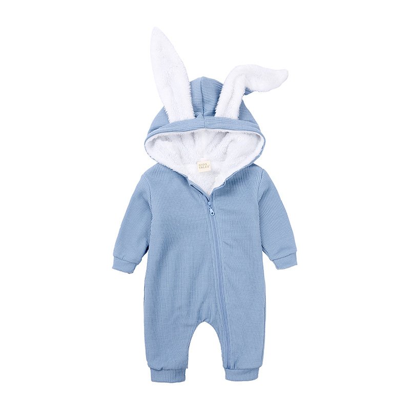 Winter Newborn Boys Girls Clothes Rabbit Ear Hooded Jumpsuit For Baby