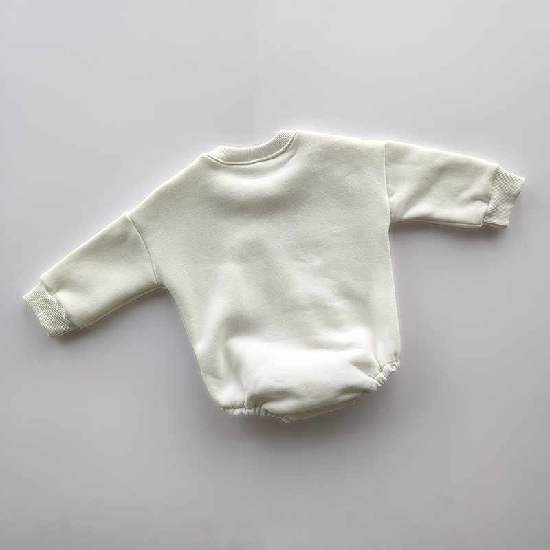 Hongbo 2024 custom baby natural beige rompers velvet infant plain onesies Long sleeved autumn winter baby romper for newborn