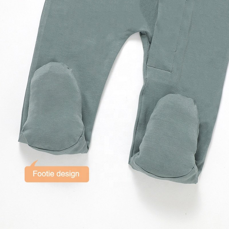 New Style Long Sleeve Footie Baby Pajama Bamboo Jersey Solid Baby Sleep Suits Magnetic Button Baby Romper
