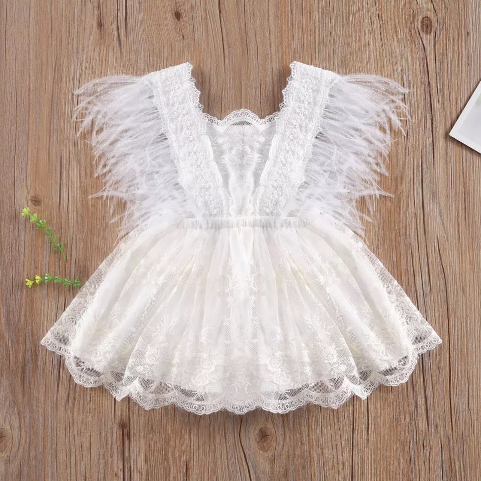 Girl Floral Clothes baby Newborn Romper Jumpsuit Summer Lace Feather Rompers