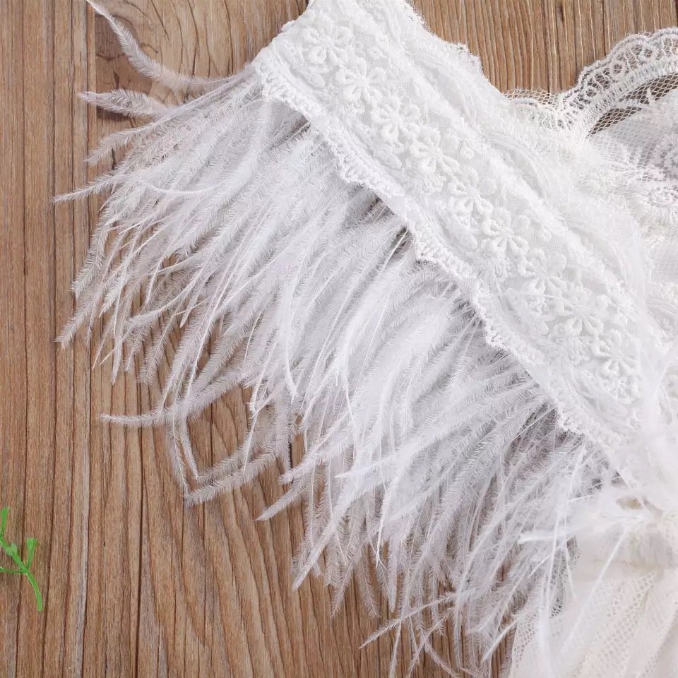 Girl Floral Clothes baby Newborn Romper Jumpsuit Summer Lace Feather Rompers