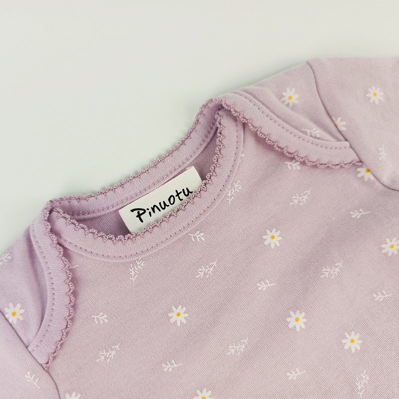 Factory Customization New Design Flowers Printed Baby Comfortable Onesies Organic Purple Lace Baby Girl Romper Clothing