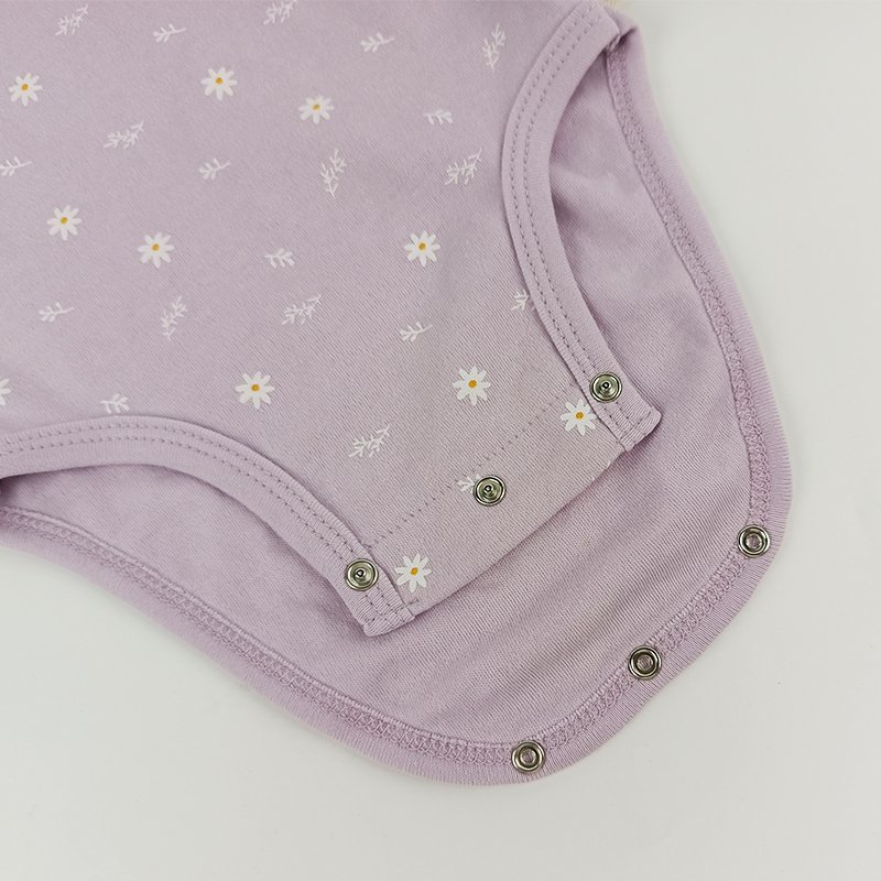 Factory Customization New Design Flowers Printed Baby Comfortable Onesies Organic Purple Lace Baby Girl Romper Clothing
