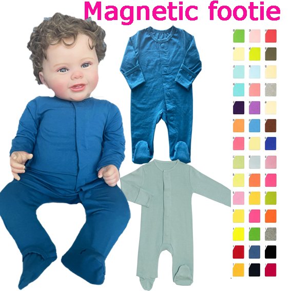 Custom Magnetic Snap Buttons Baby Clothes Blank New Born Baby Sleeper Infant Bodysuit Magnetic Summer Baby Romper