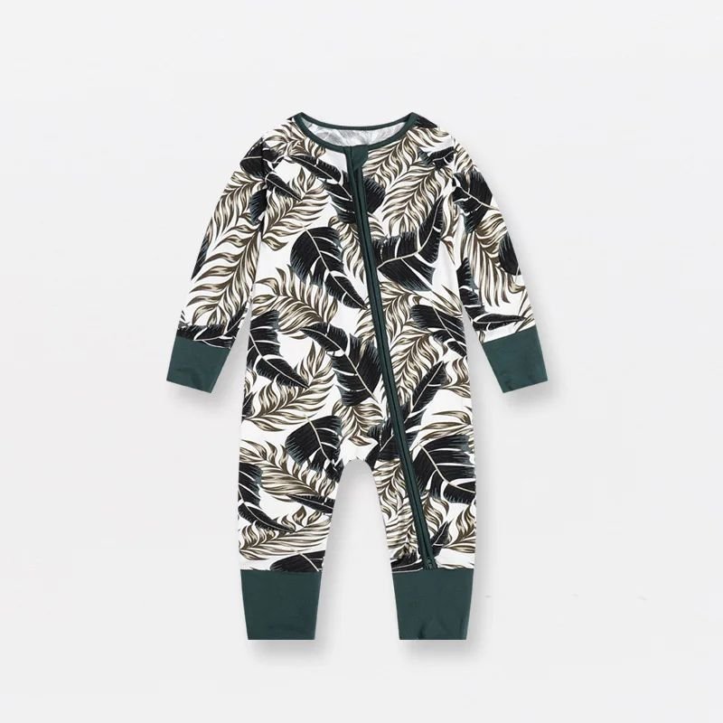 Organic Bamboo 100% Cotton Baby Clothes One-Piece Sleepsuit Animal Print Baby Boys Girls Summer Long Sleeve Baby Rompers