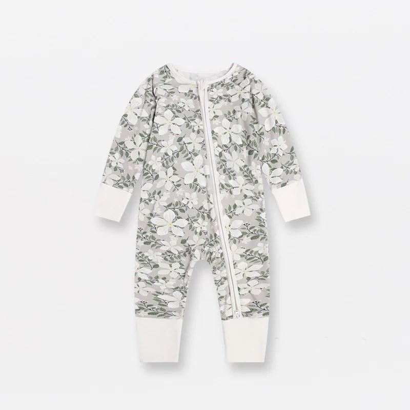 Organic Bamboo 100% Cotton Baby Clothes One-Piece Sleepsuit Animal Print Baby Boys Girls Summer Long Sleeve Baby Rompers