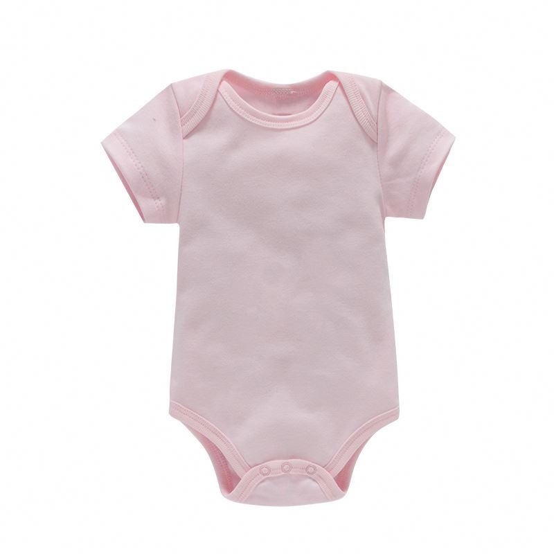 Short Sleeve One-Piece Summer Solid Plain Romper Blank Onesie Baby Bodysuits Clothing Clothes Jumpsuit Pajamas