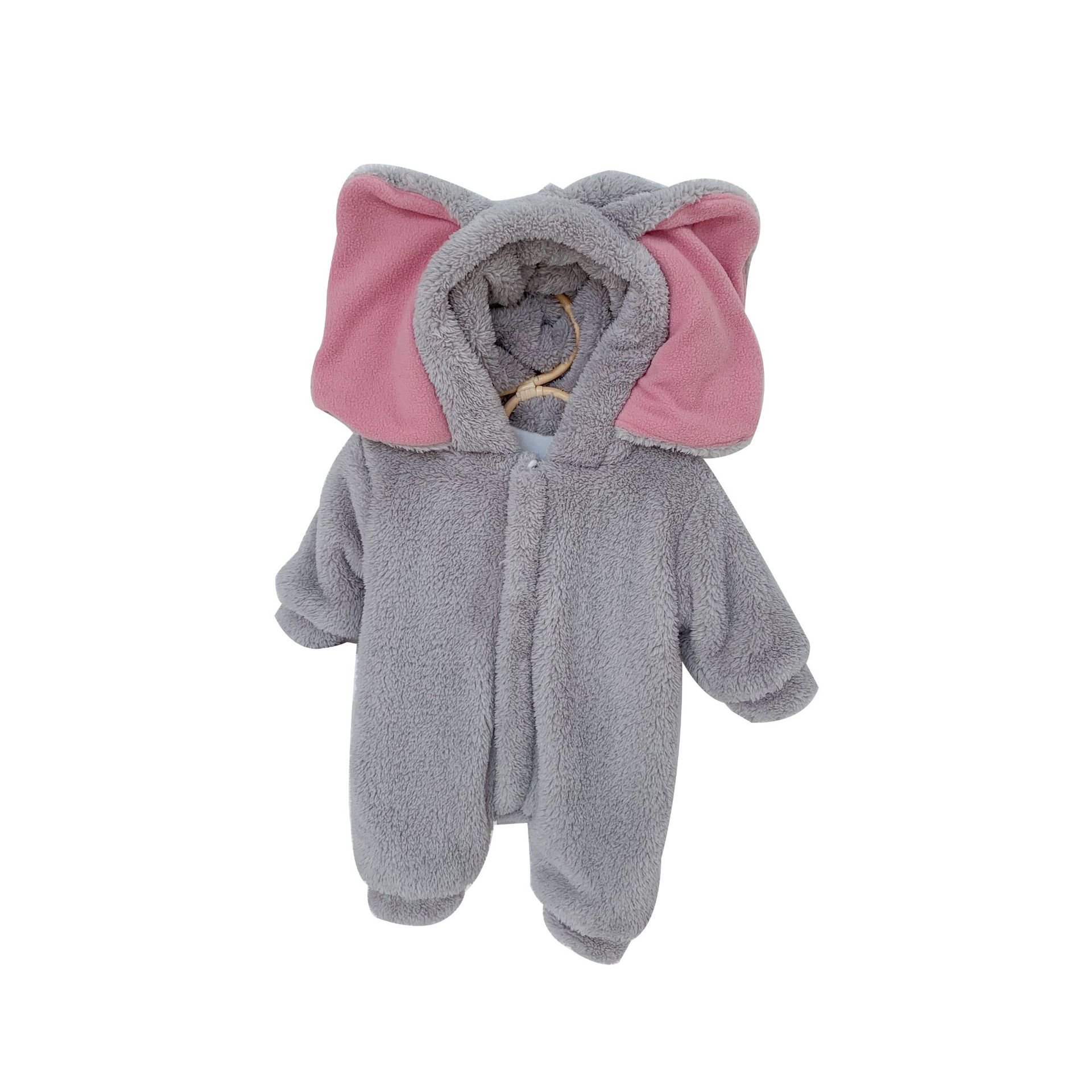 Wholesale 2024 Winter Baby Clothing Cute Style Baby Elephant Long Sleeve Warm Cotton Baby Rompers