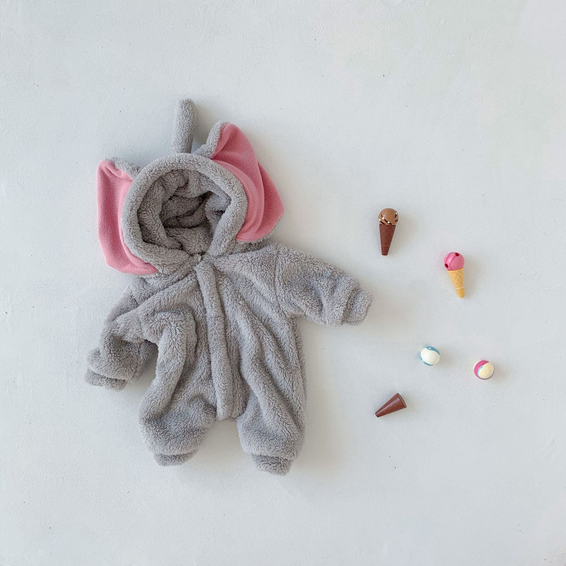 Wholesale 2024 Winter Baby Clothing Cute Style Baby Elephant Long Sleeve Warm Cotton Baby Rompers