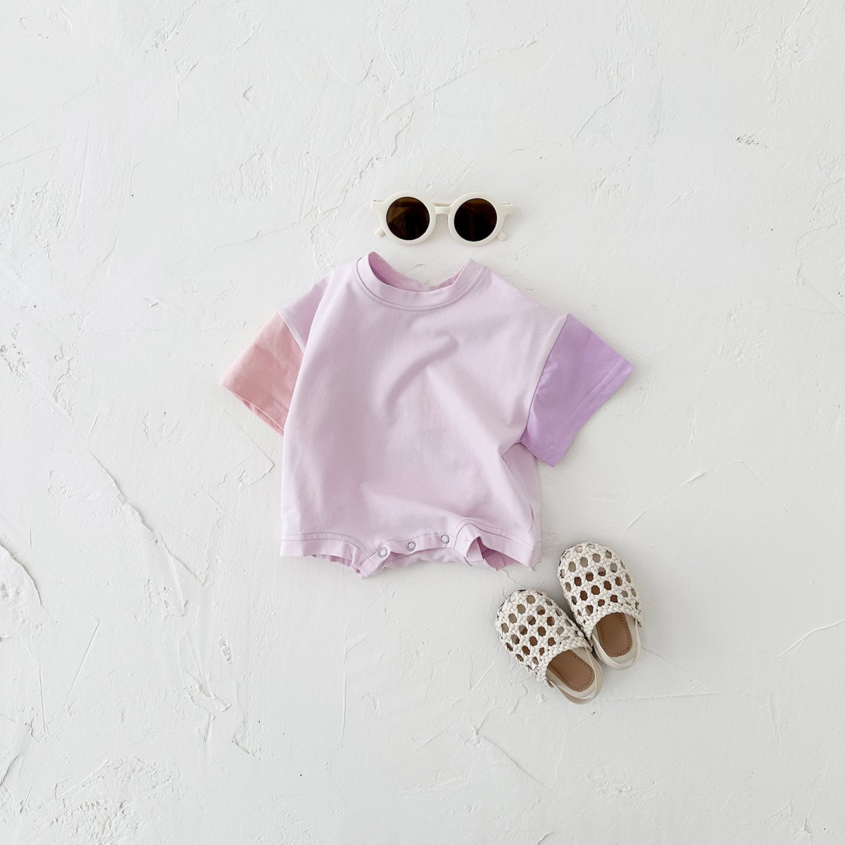 Summer Newborn Baby 0-24M Rompers Patchwork Color Boys Girls Clothes Jumpsuit Cotton Short Sleeve Bodysuit