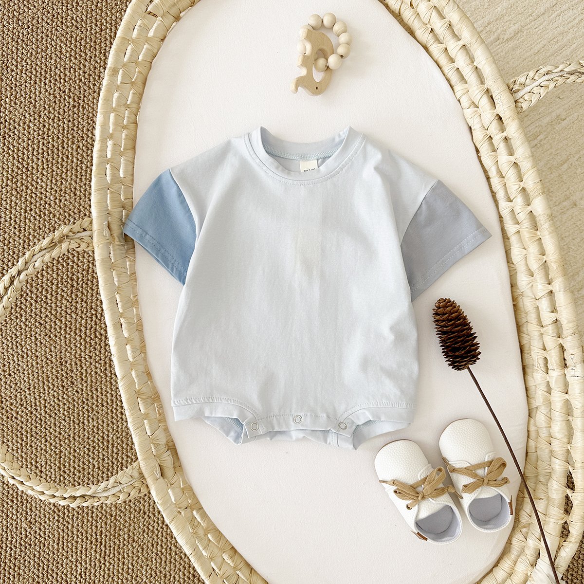 Summer Newborn Baby 0-24M Rompers Patchwork Color Boys Girls Clothes Jumpsuit Cotton Short Sleeve Bodysuit
