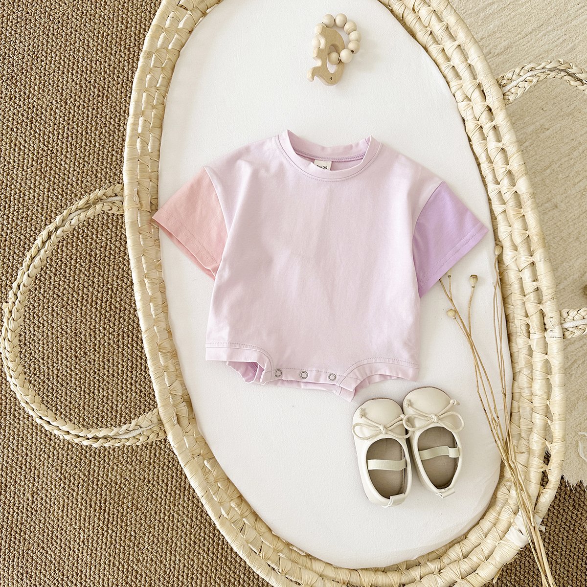 Summer Newborn Baby 0-24M Rompers Patchwork Color Boys Girls Clothes Jumpsuit Cotton Short Sleeve Bodysuit