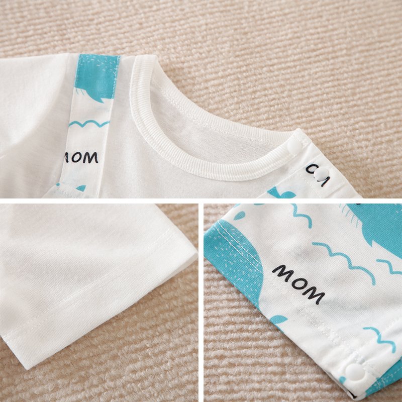 Cute Whale Print Overalls Looking Short Sleeve Summer Newborn Clothing Infant Baby Boys' Girls' Rompers Baby Jumpsuit