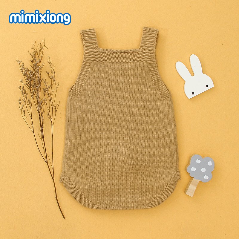 Mimixiong Baby Rompers Summer 100% Cotton Knitted Sleeveless Multi-Color Animal Rabbit Pattern Unisex Baby Rompers Jumpsuit