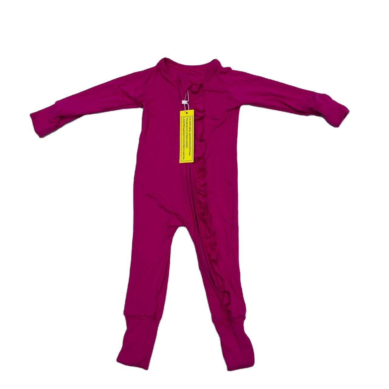 Qingli OEM Manufacturer Wholesale Baby Clothes Solid Bamboo Infant Zipper Pajama Infant Bamboo Baby Romper