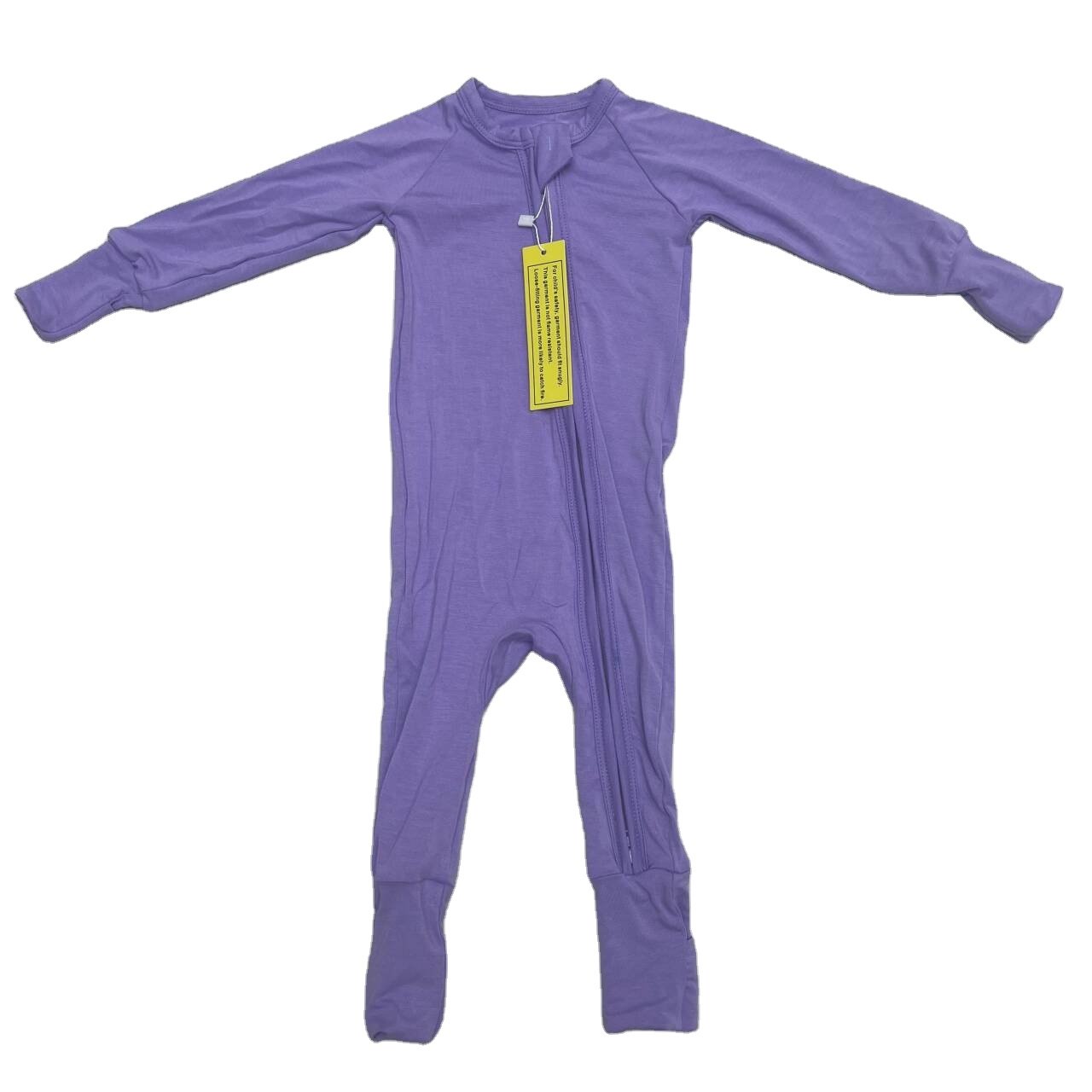 Qingli OEM Manufacturer Wholesale Baby Clothes Solid Bamboo Infant Zipper Pajama Infant Bamboo Baby Romper