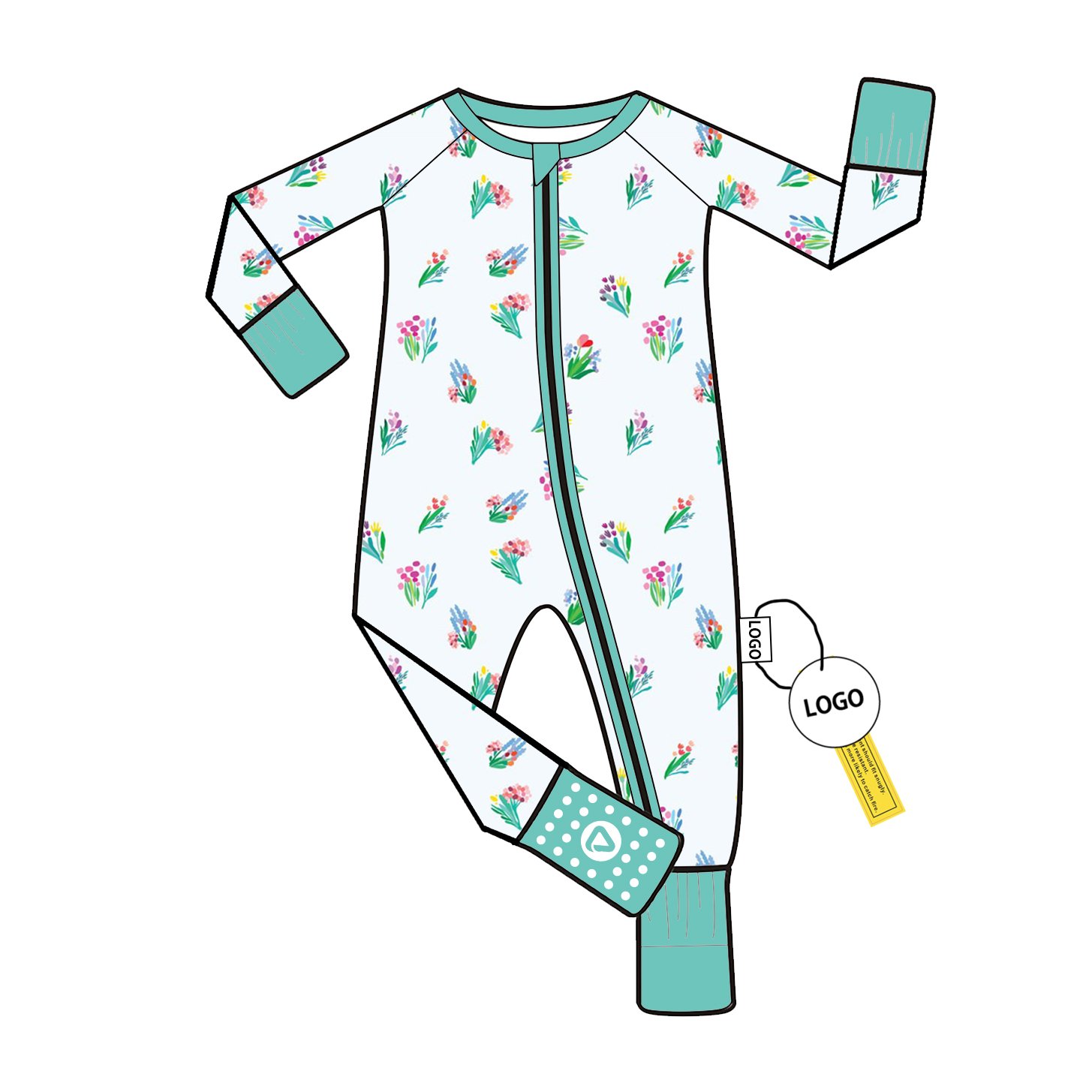 Bamboo Fiber Baby Romper with Folded Feet Long Sleeve Pajamas Custom Wholesale Low MOQ for Toddlers Jumpsuit Sleeper Bodysuit
