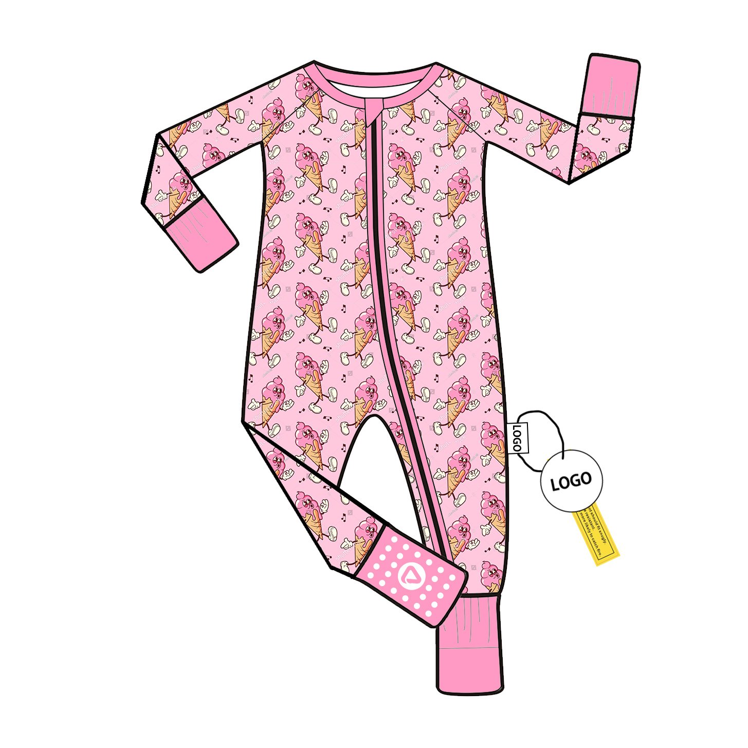 Bamboo Fiber Baby Romper with Folded Feet Long Sleeve Pajamas Custom Wholesale Low MOQ for Toddlers Jumpsuit Sleeper Bodysuit