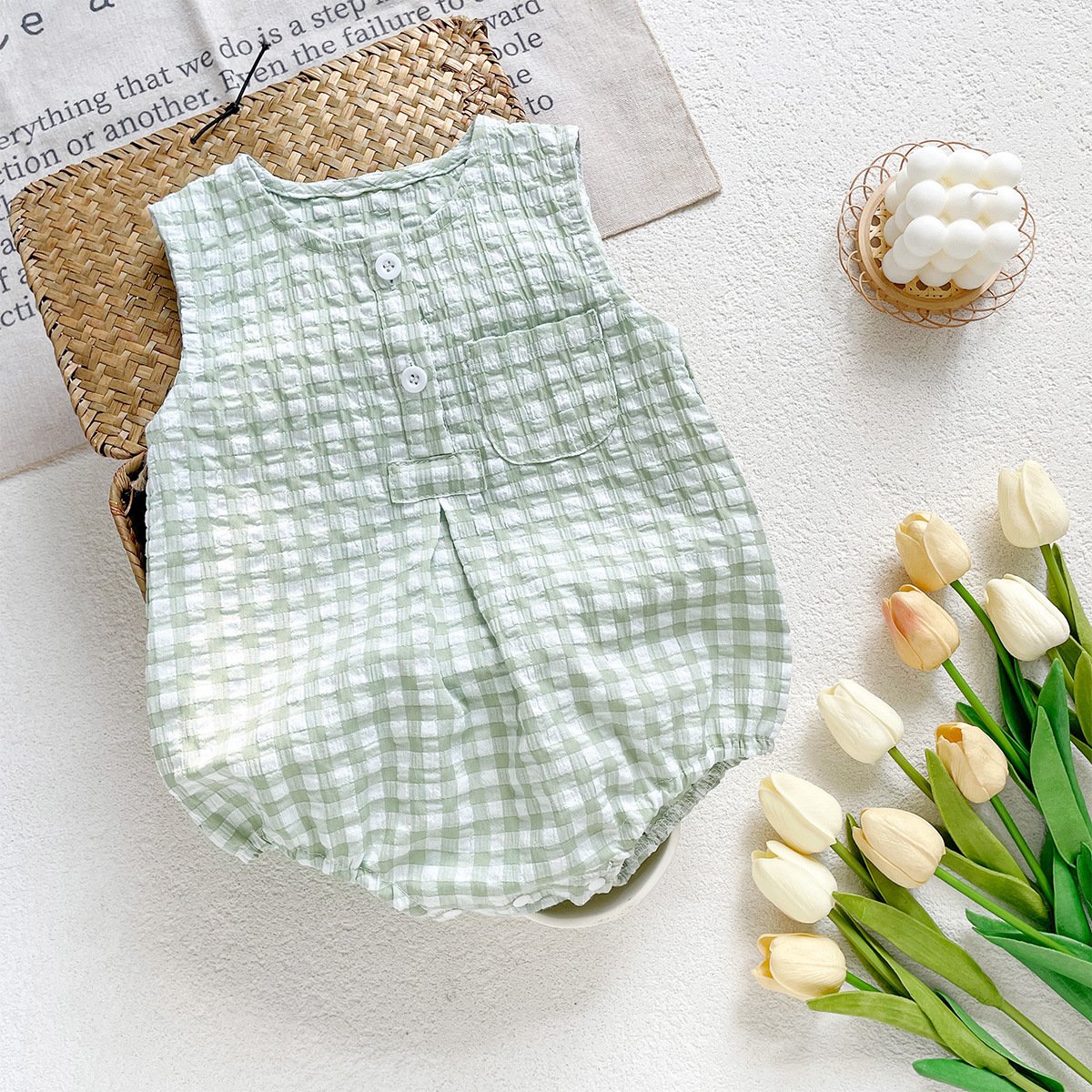Newborn Kids Jumpsuit Wholesale Bubble Rompers Personalized Seersucker Baby Romper Summer