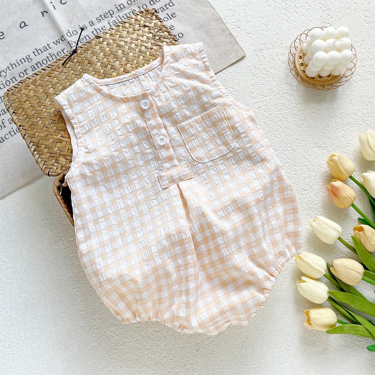Newborn Kids Jumpsuit Wholesale Bubble Rompers Personalized Seersucker Baby Romper Summer