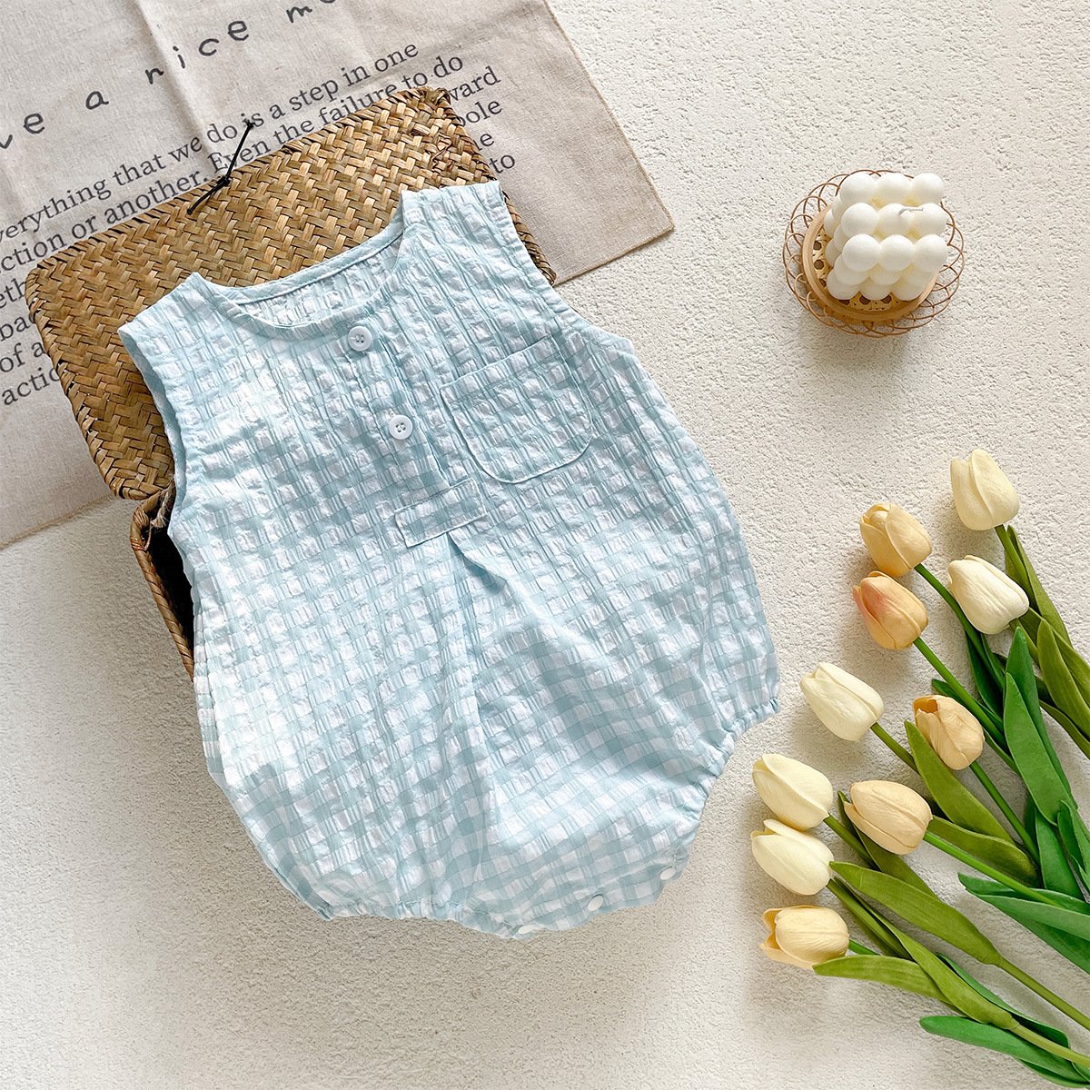 Newborn Kids Jumpsuit Wholesale Bubble Rompers Personalized Seersucker Baby Romper Summer