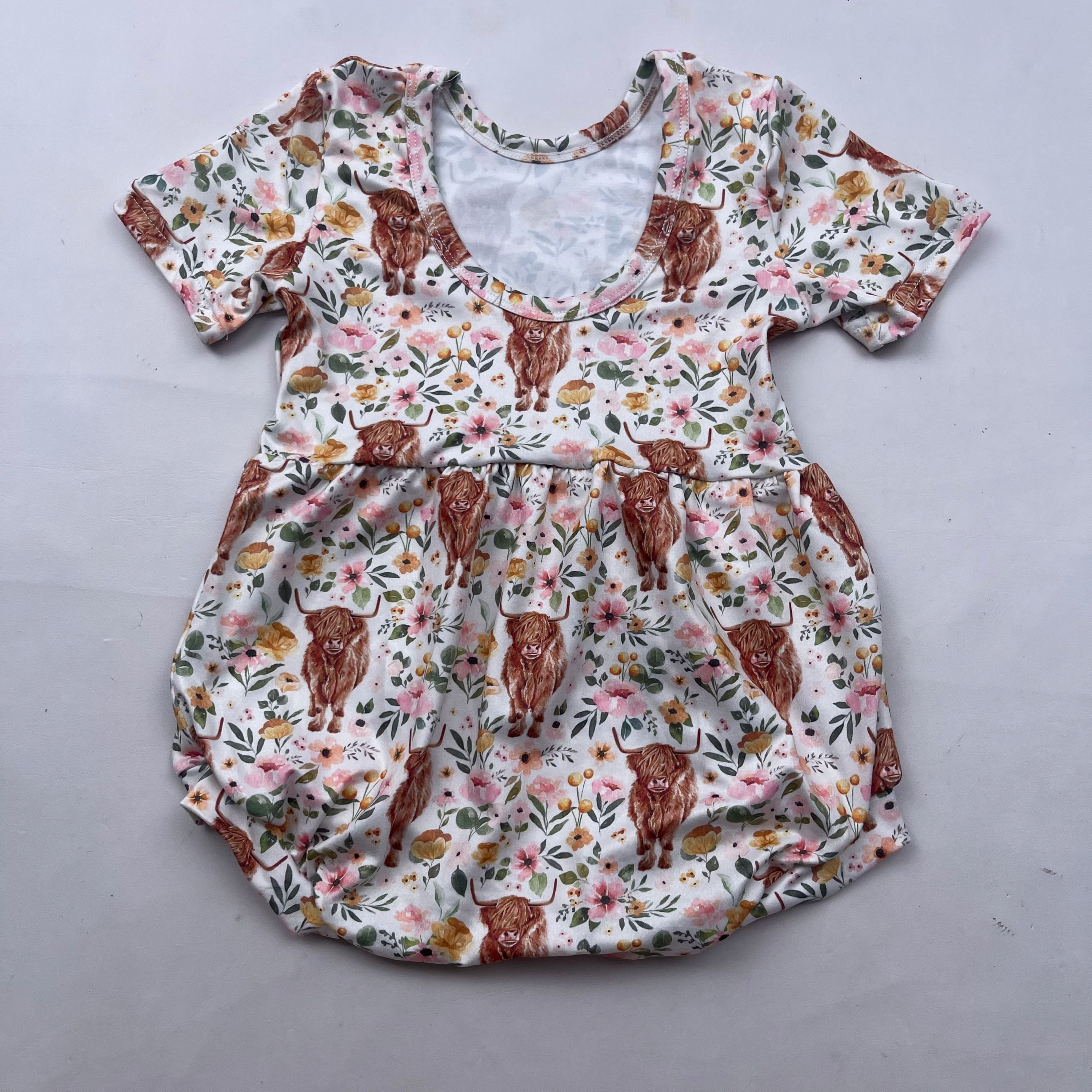 Summer Custom Printed t shirt bubble romper baby Casual Loose Short Sleeve Kids Rompers For Fat Baby