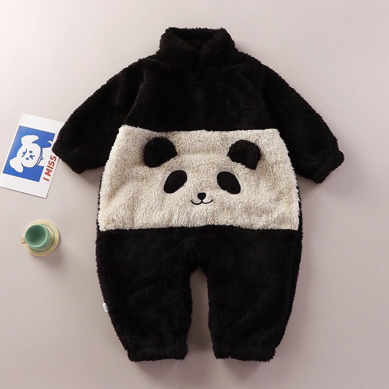 4 style zipper kids winter rompers jumpsuit animal baby romper Black and White Panda Design long sleeve baby rompers