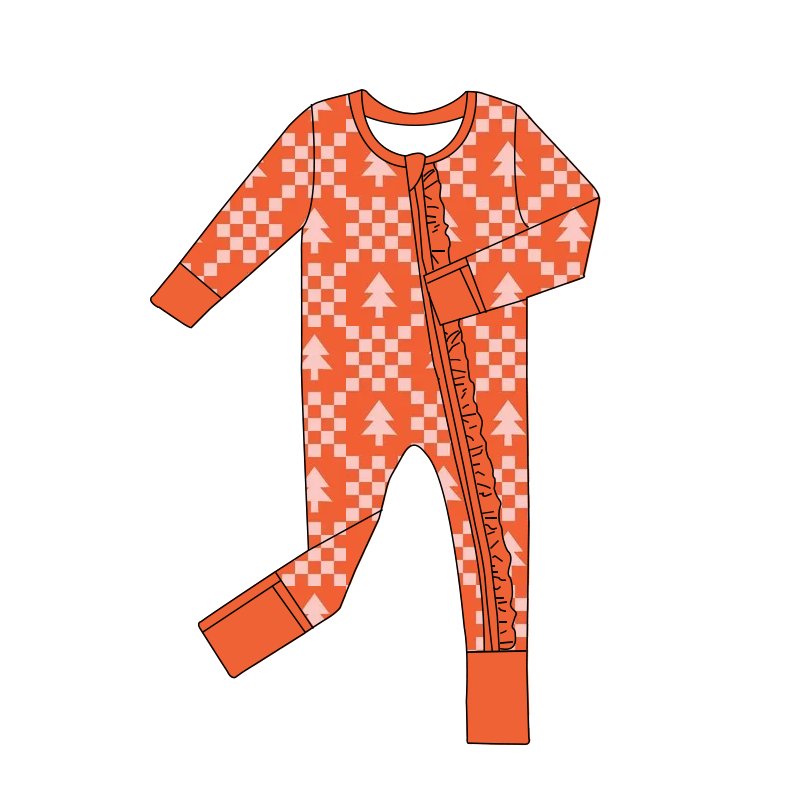 Hot Sale Cheap Factory Price Baby Lace romper Bamboo Fabric Ruffled Lace Concealed Zipper Long Romper Soft Baby Winter Pajamas