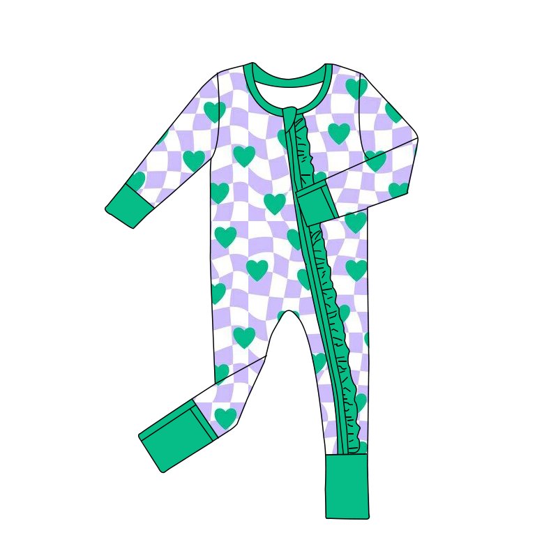 Hot Sale Cheap Factory Price Baby Lace romper Bamboo Fabric Ruffled Lace Concealed Zipper Long Romper Soft Baby Winter Pajamas