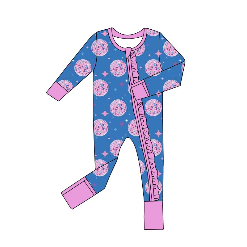 Hot Sale Cheap Factory Price Baby Lace romper Bamboo Fabric Ruffled Lace Concealed Zipper Long Romper Soft Baby Winter Pajamas