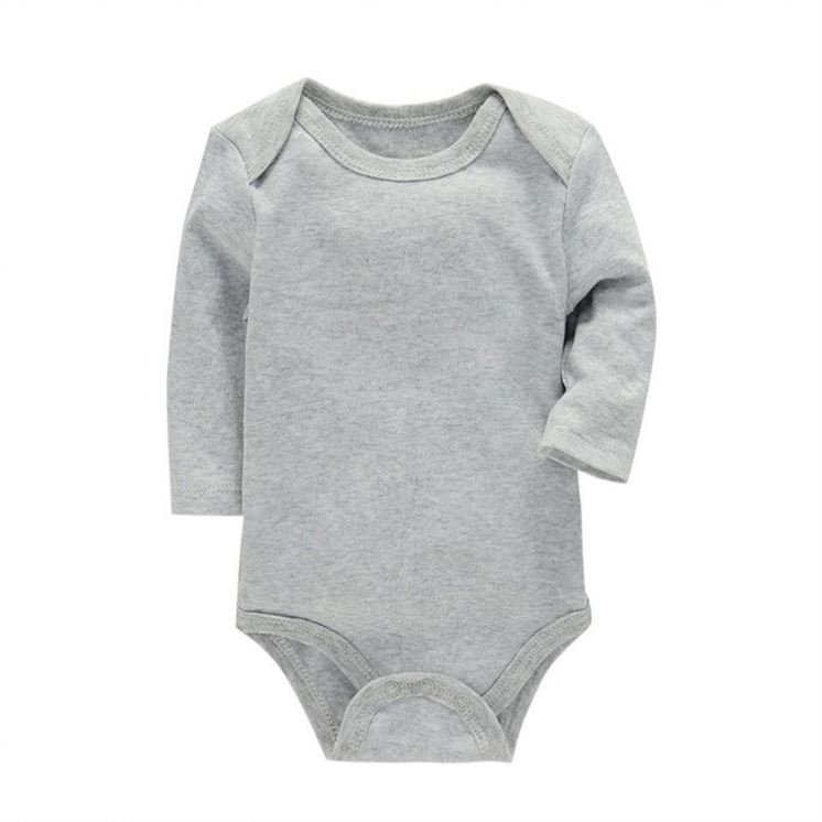 Soft Bodysuit Plain Color Romper Long Sleeve Unisex Baby Clothing Full Casual O/A Service High Quality Wholesale 100% Cotton