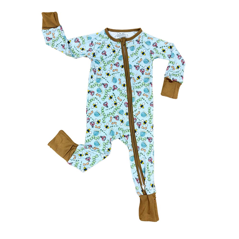Custom Bamboo Fiber Baby Romper with YKK Zipper Long Sleeve Pajamas Wholesale Low MOQ for Newborns Jumpsuit Sleeper