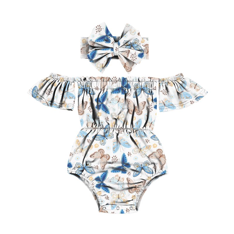 Summer Flamingo Sublimation monthly onesie clothes short Flutter sleeve oversize sweatshirt baby rompers