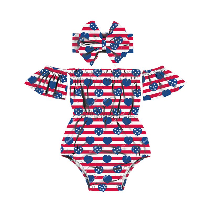 Summer Flamingo Sublimation monthly onesie clothes short Flutter sleeve oversize sweatshirt baby rompers