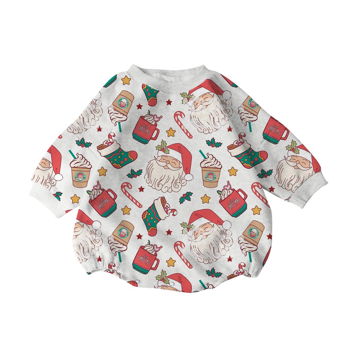 Unisex Baby Christmas Balloon Sweatshirt Romper Long Sleeve Bubble Print for Winter & Summer Days