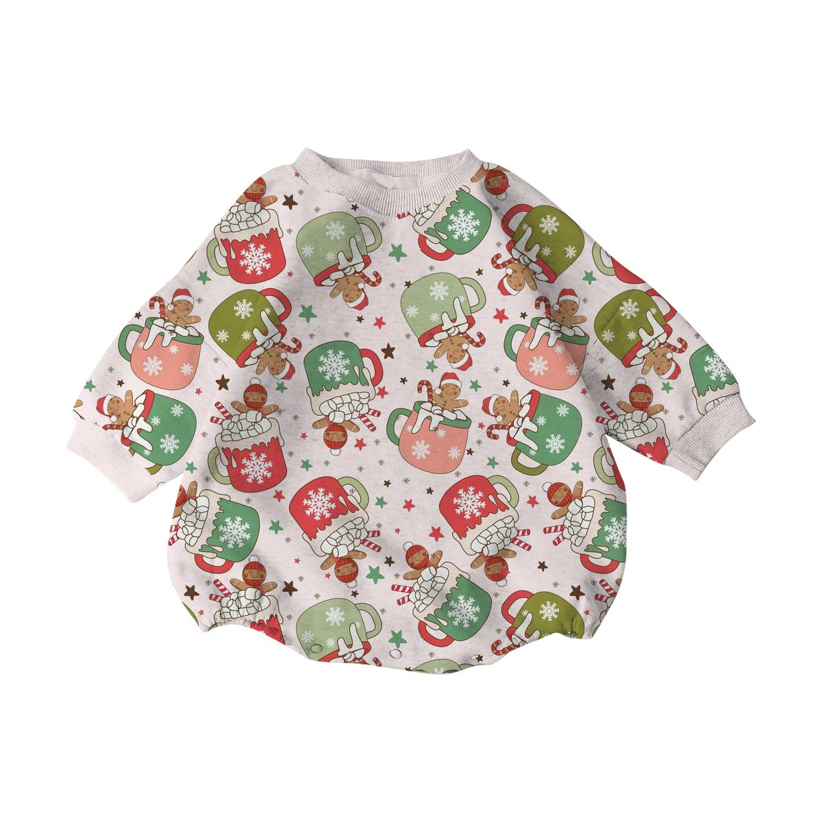 Unisex Baby Christmas Balloon Sweatshirt Romper Long Sleeve Bubble Print for Winter & Summer Days