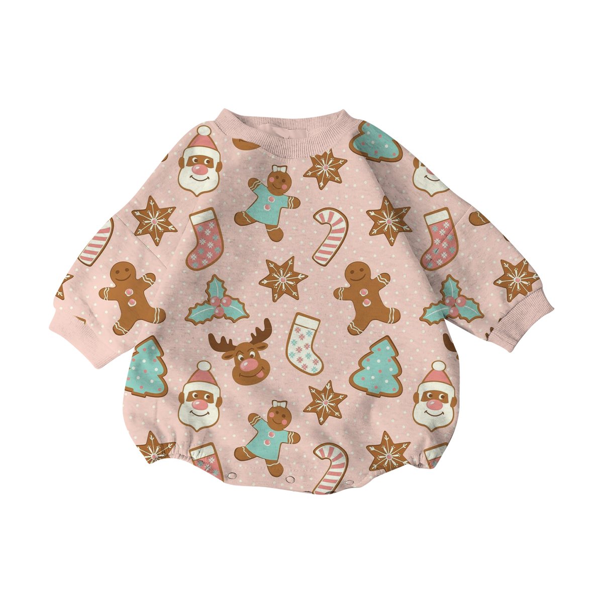 Unisex Baby Christmas Balloon Sweatshirt Romper Long Sleeve Bubble Print for Winter & Summer Days