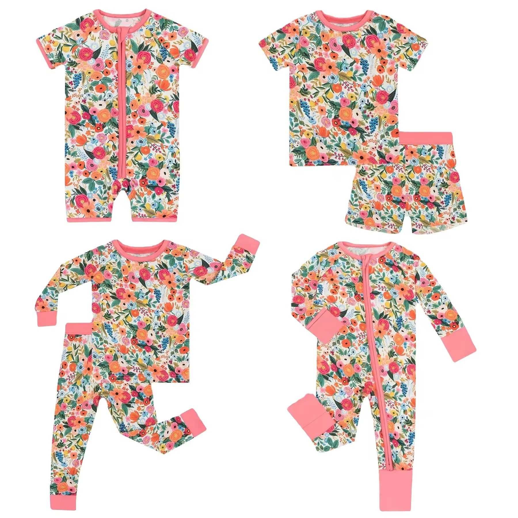 Factory Price breathable custom prints designer styles newborn baby bamboo romper with zipper