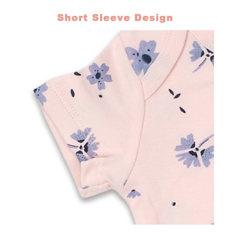 Wholesale Floral Print Toddler Infant Pajamas Snap Button Baby Bodysuit 100% Cotton Newborn Baby Rompers